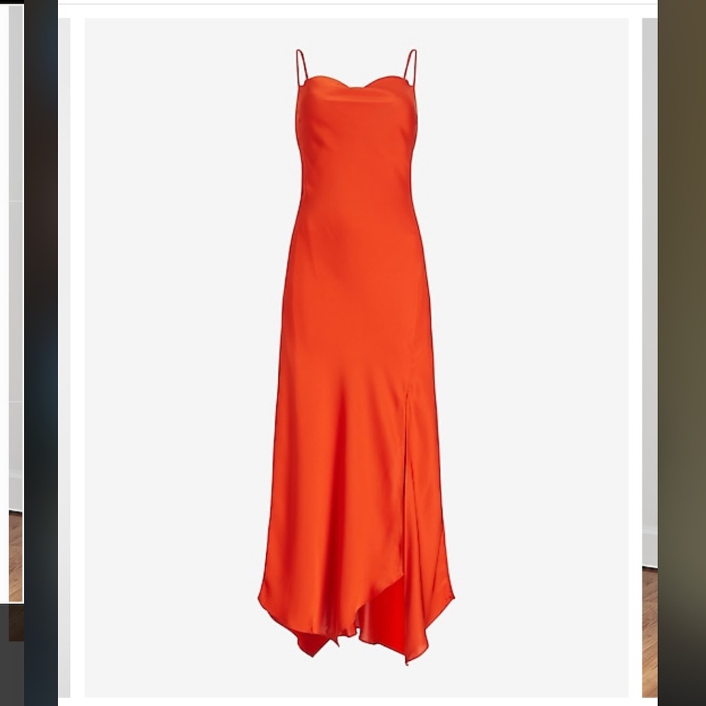 Express Satin Cowl Neck Maxi Slip Dress